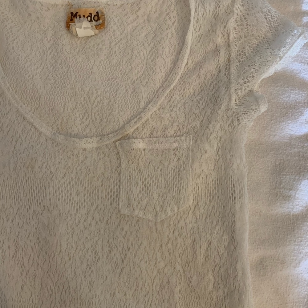 Small white mesh baby tee